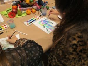 teens painting watercolor still lifes