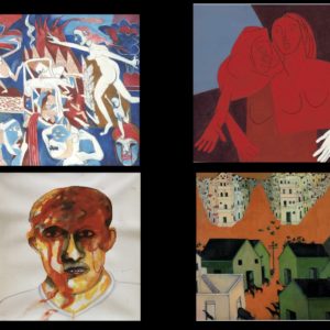 SAAC October 2021 K G Subramanyan, The City Is Not For Burning, 1993 Tyeb Mehta, Untitled (Two Figures), 1981 Gulammohammed Sheikh, Speechless City, 1975 Bhupen Khakhar, Injured