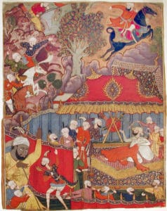 Illustrated manuscript page from a Hamzanama (Adventures of Hamza)