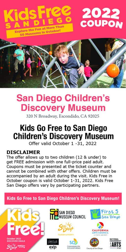 San Diego Children's Discovery Museum Kids Free Coupon San Diego