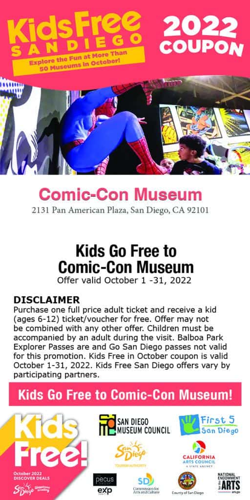 ComicCon Museum Kids Free Coupon San Diego Museum Council