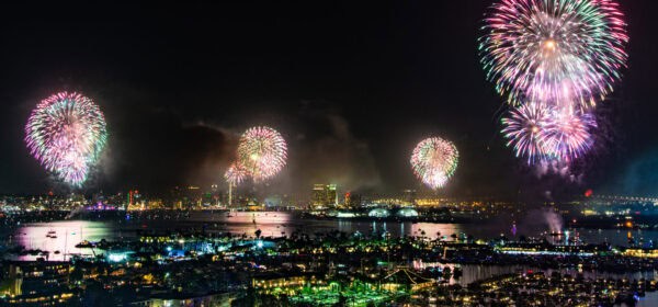 Fourth Of July Fireworks Over Harbor, San Diego, California