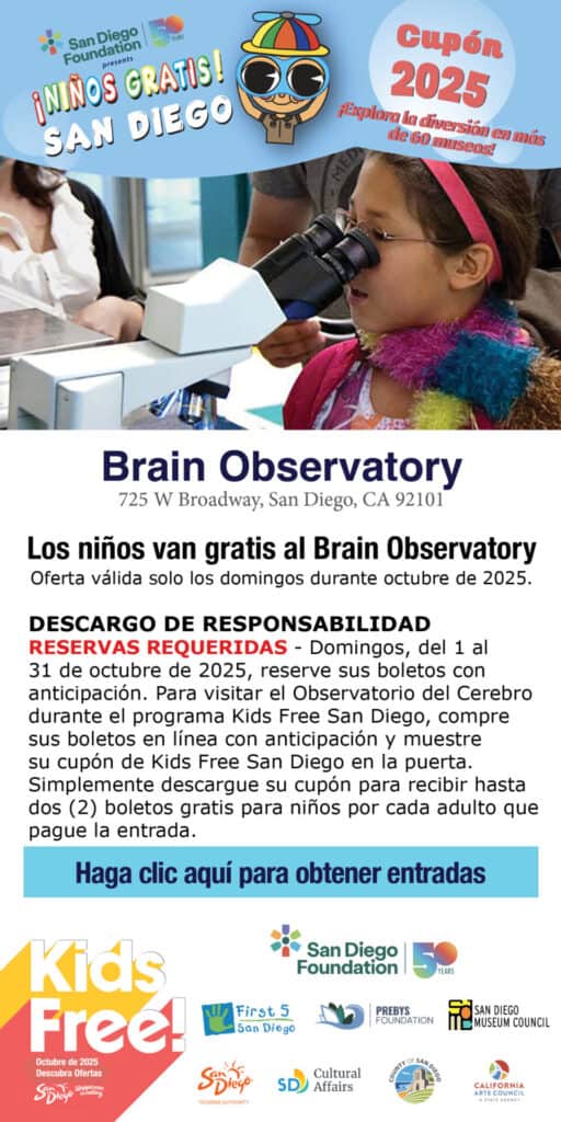 Brain Observatory Spanish 2025 Kids Free Coupon