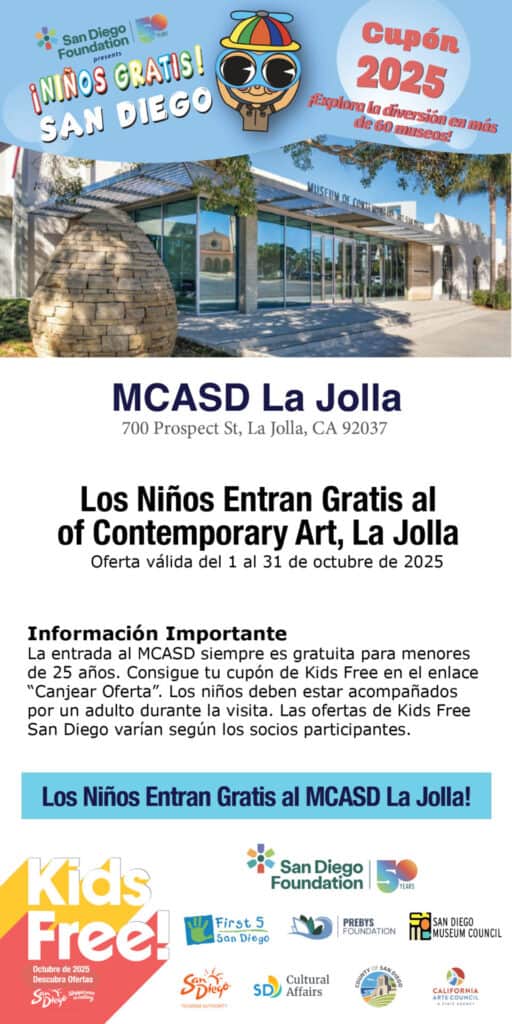MCASD La Jolla Kids Free 2025 Spanish Coupon