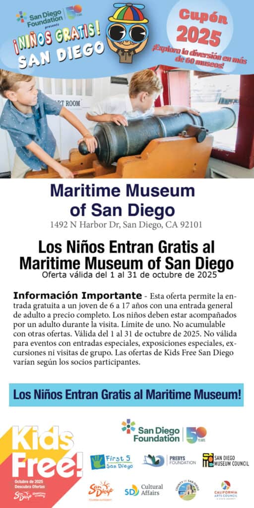 Maritime Museum Spanish Kids Free 2025 Coupon
