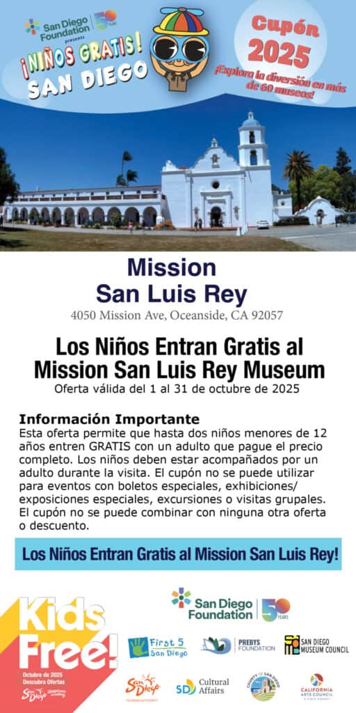 Mission San Luis Rey Spanish Kids Free 2025 Coupon