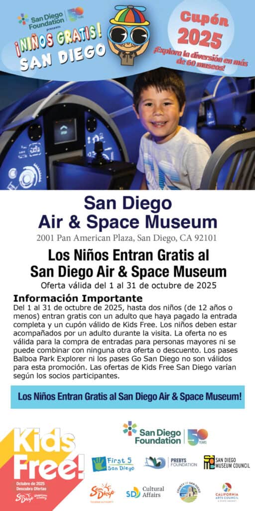 SD Air & Space Museum Spanish Kids Free 2025 Coupon