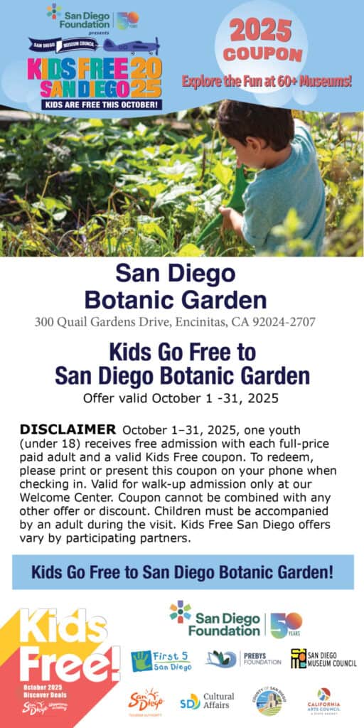 SD Botanic Garden Kids Free 2025 Coupon