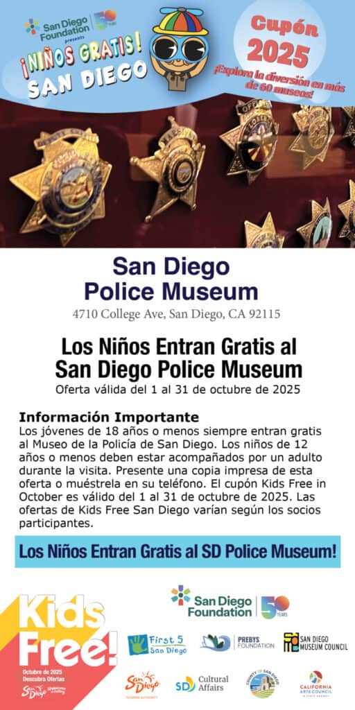 SD Police Museum Spanish Kids Free 2025 Coupon