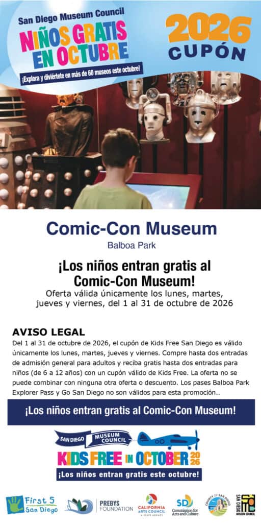 Comic Con Museum Spanish Kids Free 2026 Coupon (1)