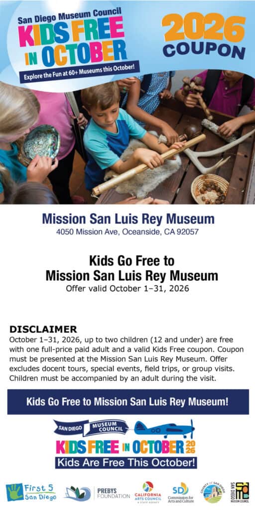Mision San Luis Rey Museum Kids Free Coupon 2026