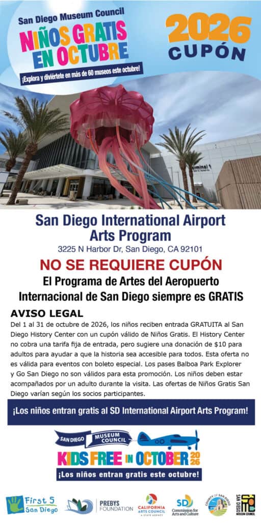 Sd Airport Arts Program Spanish Kids Free Coupon 2026