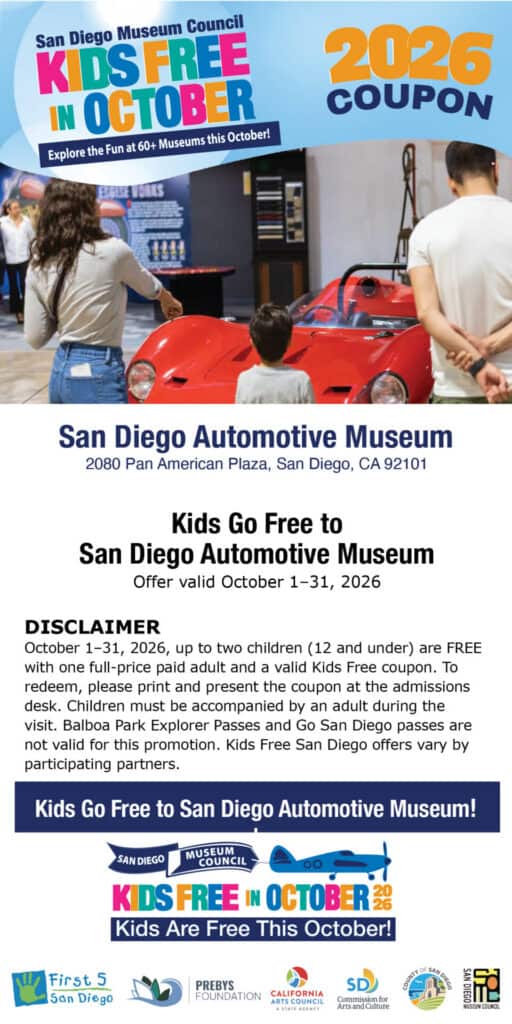 Sd Automotive Museum Kids Free Coupon 2026