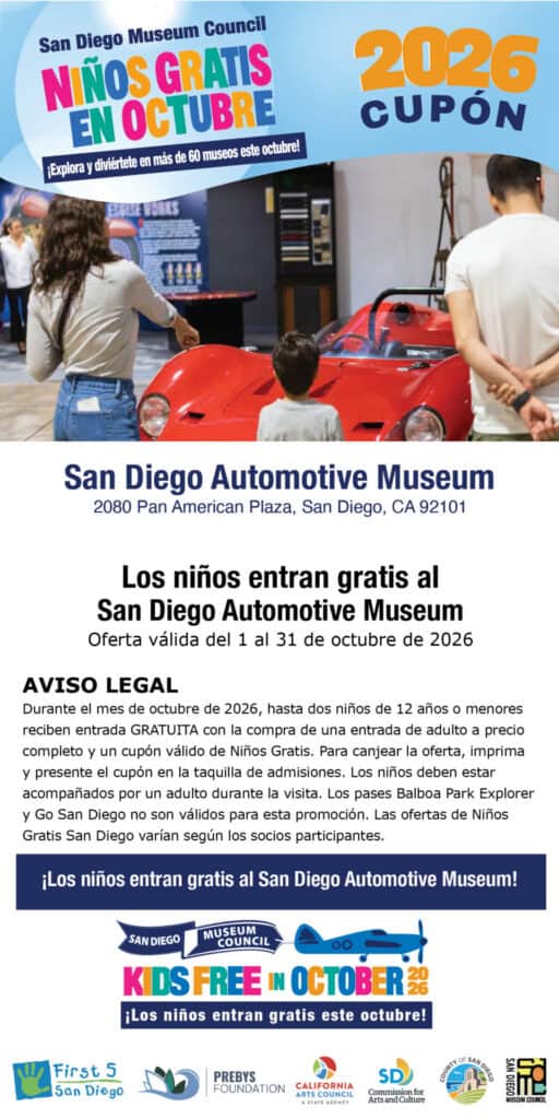 Sd Automotive Museum Spanish Kids Free Coupon 2026