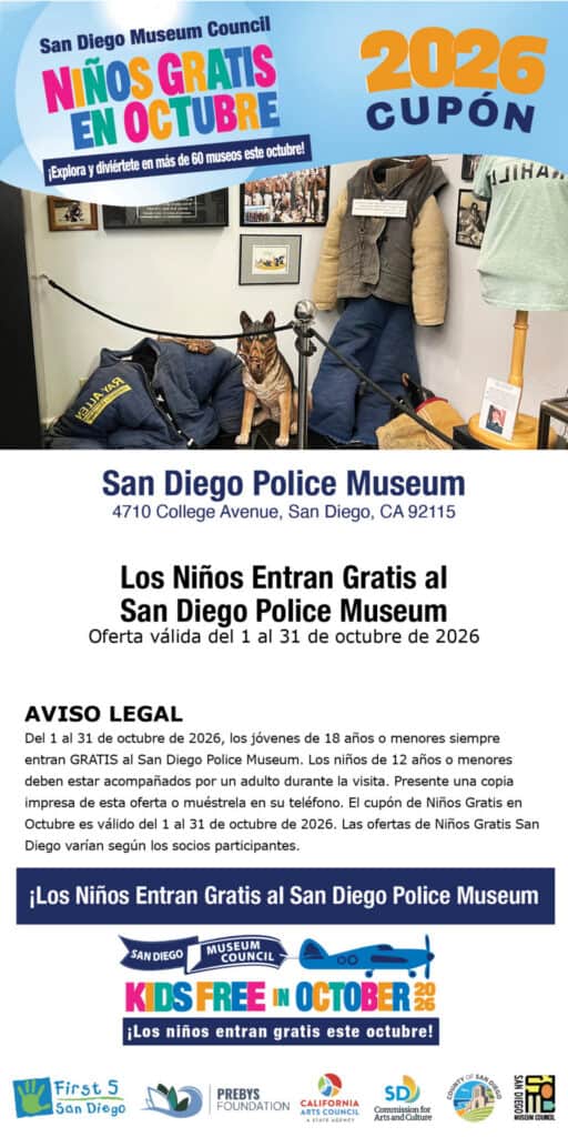 Sd Police Museum Spanish Kids Free Coupon 2026