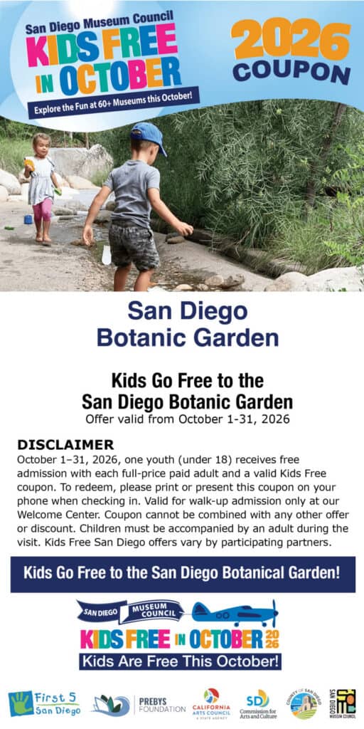 San Diego Botanic Garden English Kids Free 2026 Coupon (1)