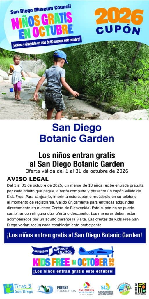 San Diego Botanic Garden Spanish Kids Free 2026 Coupon (1)